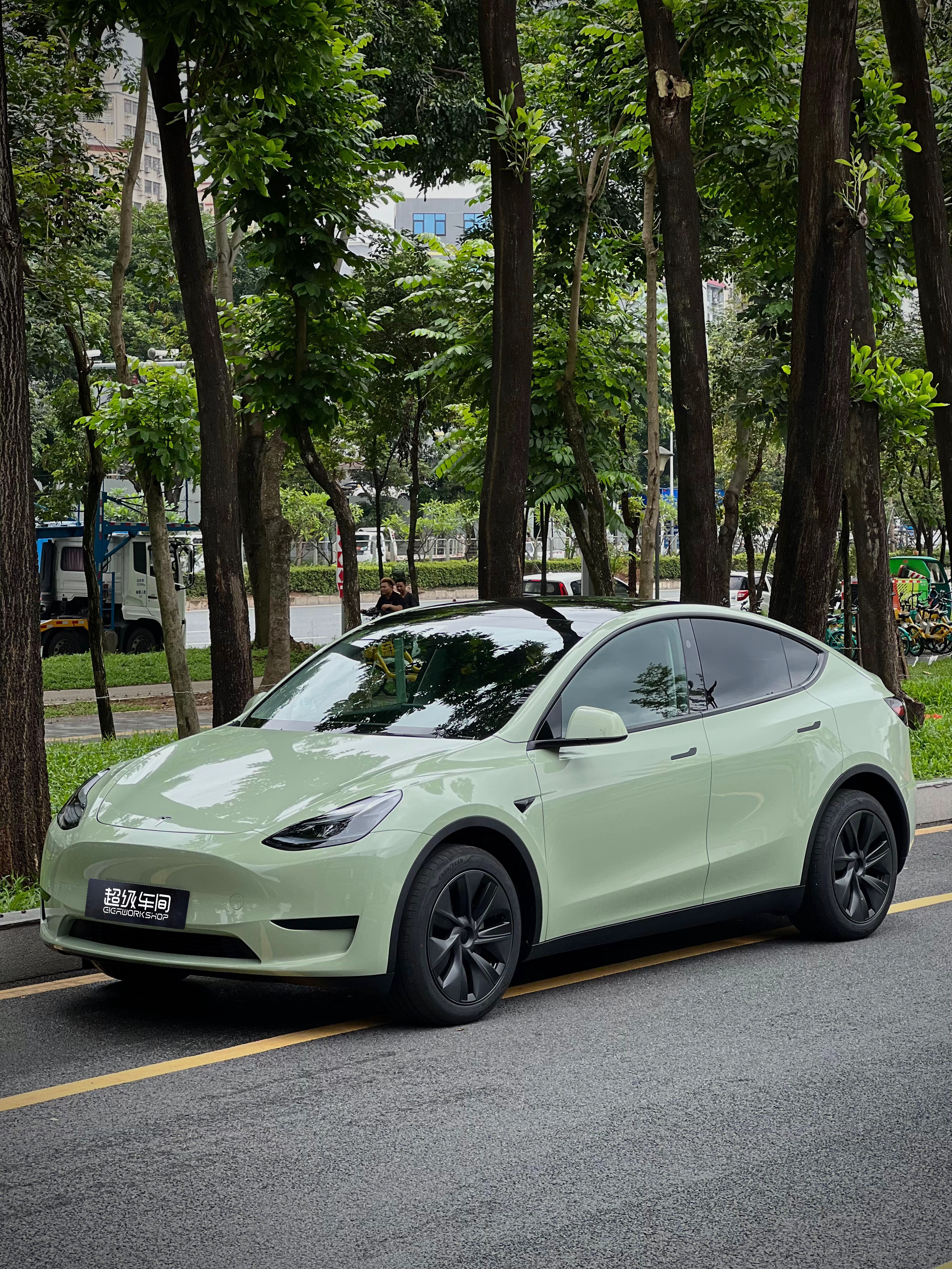 特斯拉Model Y，水晶卡其绿! 温温柔柔的莫兰迪色系！百看不厌的绿！ - 图片 1
