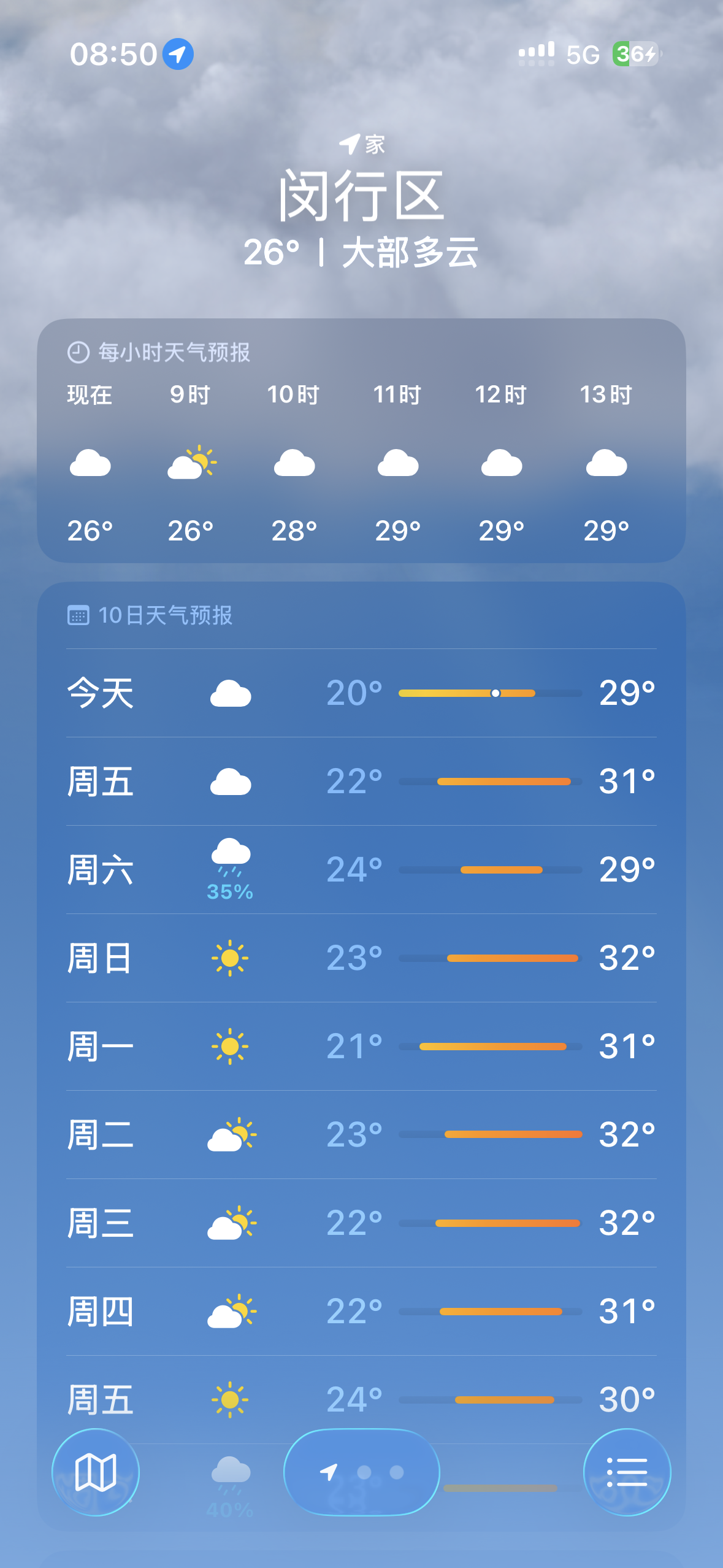 车机自带的天气真的不靠谱
上海今天最高28度明天最高37度
其他天气app明天最高都是30度
特斯拉选的都是什么货色 - 图片 4