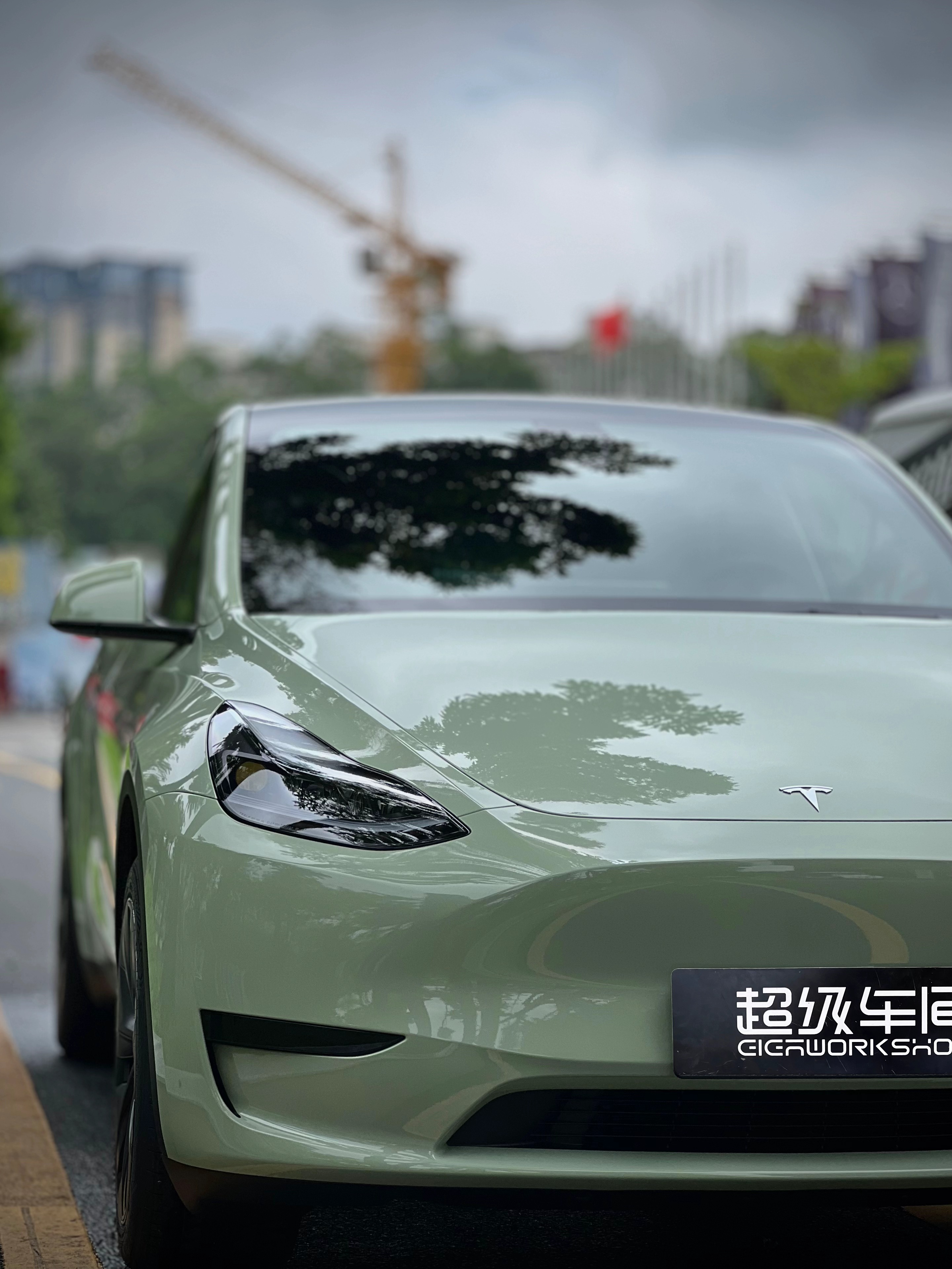 特斯拉Model Y，水晶卡其绿! 温温柔柔的莫兰迪色系！百看不厌的绿！ - 图片 6