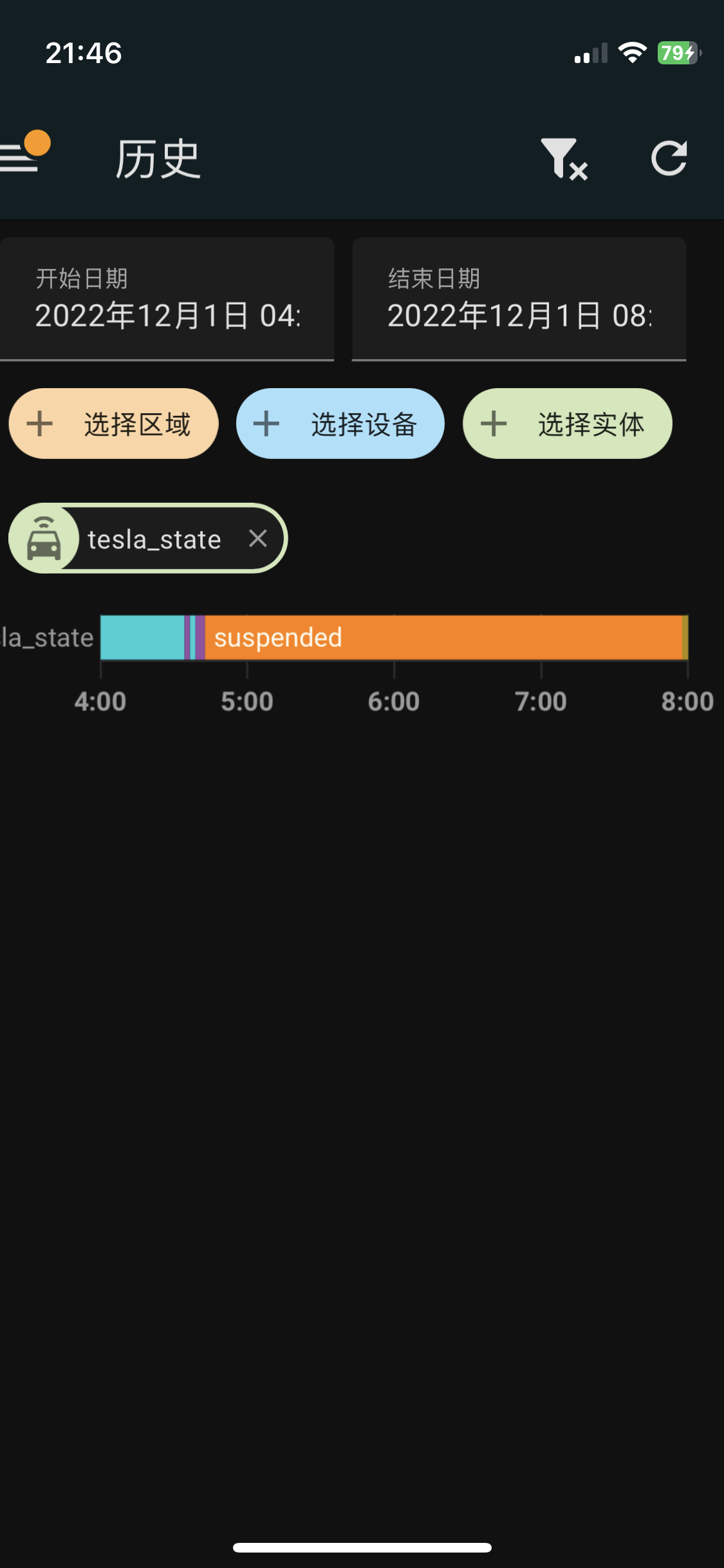 最近连续两天晚上到第二天早上掉电分别13%和10%，没有开烧饼，晚上也不开app，查看teslamate数据如图。400的回复是有第三方远程唤醒了车辆，很蹊跷的是这两天都是凌晨4:30-05:00之间 - 图片 2