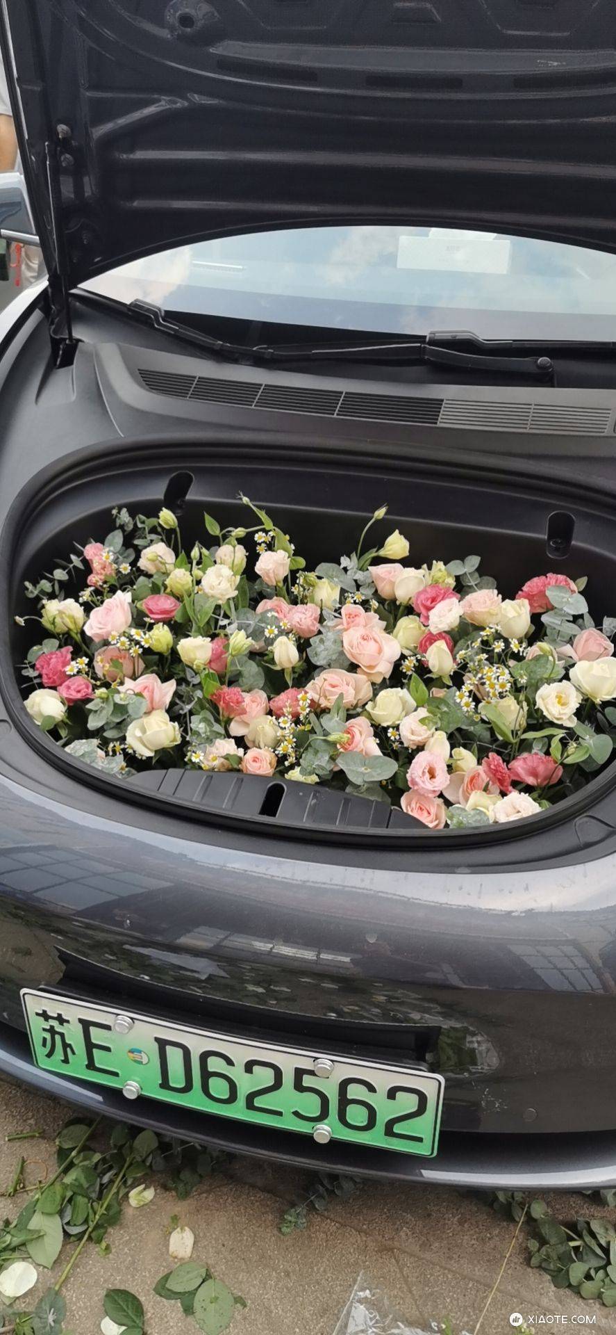 今日车不补电,给车加满浪漫…园区买花的可以找我了,一共花了300块钱… - 图片 1