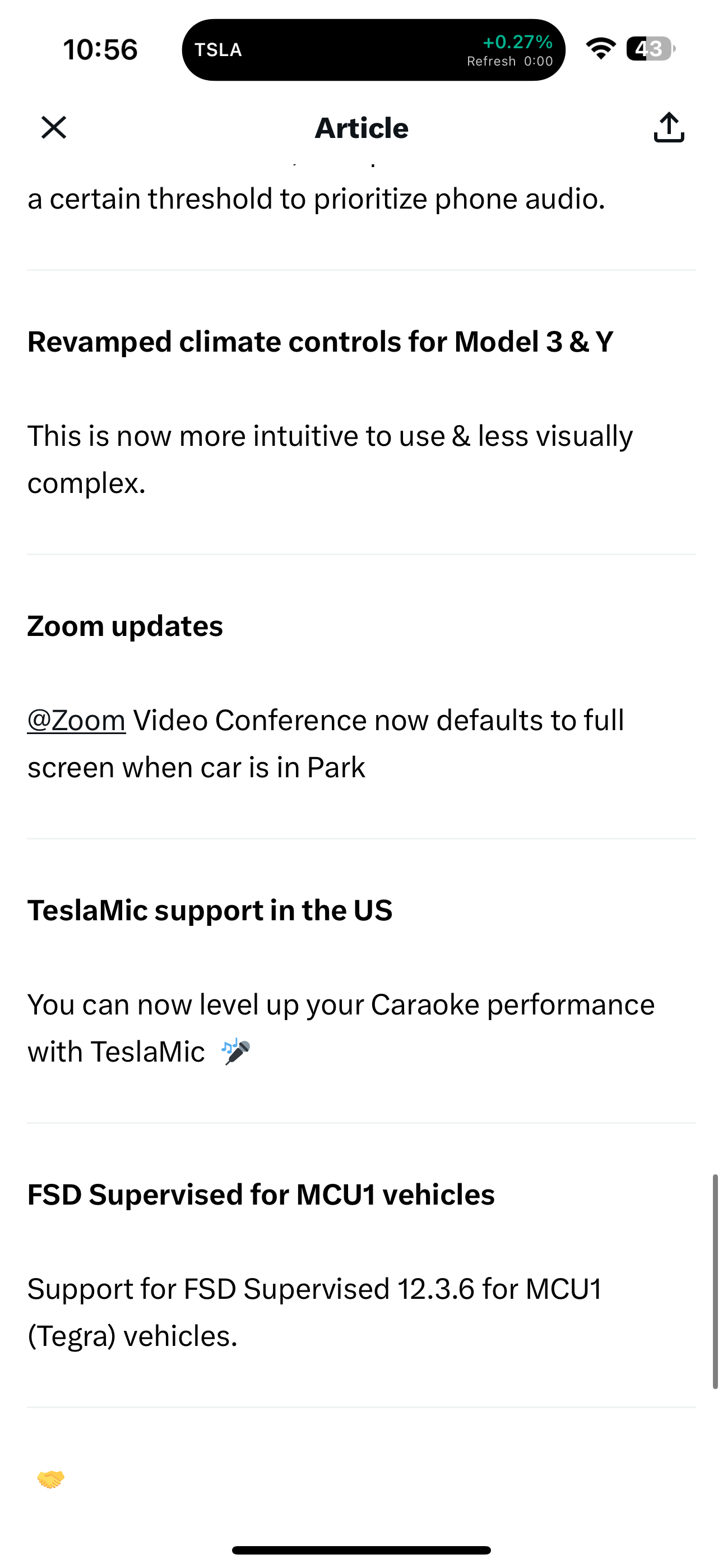 wow 北美mcu1也支持fsd12.3.6了。这大概是反驳“需要更新hw才能获得fsd”的最好操作 - 图片 1