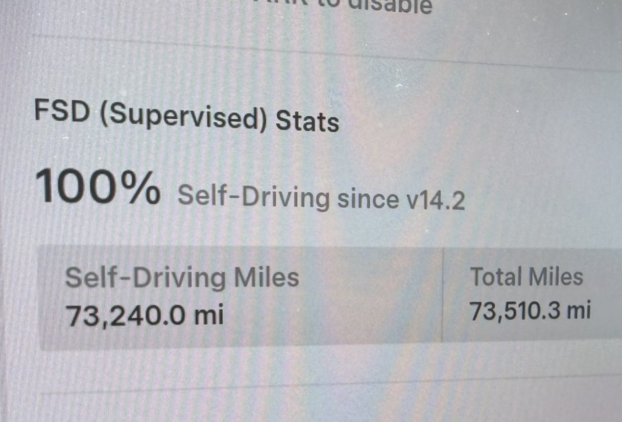 截至目前，Keith 已驾驶特斯拉FSD Supervised累计行驶73,240英里（约117,868公里）

自去年11月以来日均自动驾驶里程达400英里。。。。 - 图片 1