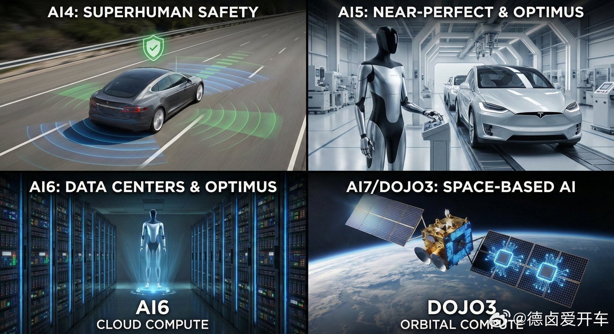 特斯拉重启Dojo 3芯片研发，
运用部署场景是太空数据中心，
在特斯拉AI5芯片量产落地之后，
AI6、AI7、Dojo 3的节奏也会很快。

[思考]
#特斯拉#

  - 图片 3
