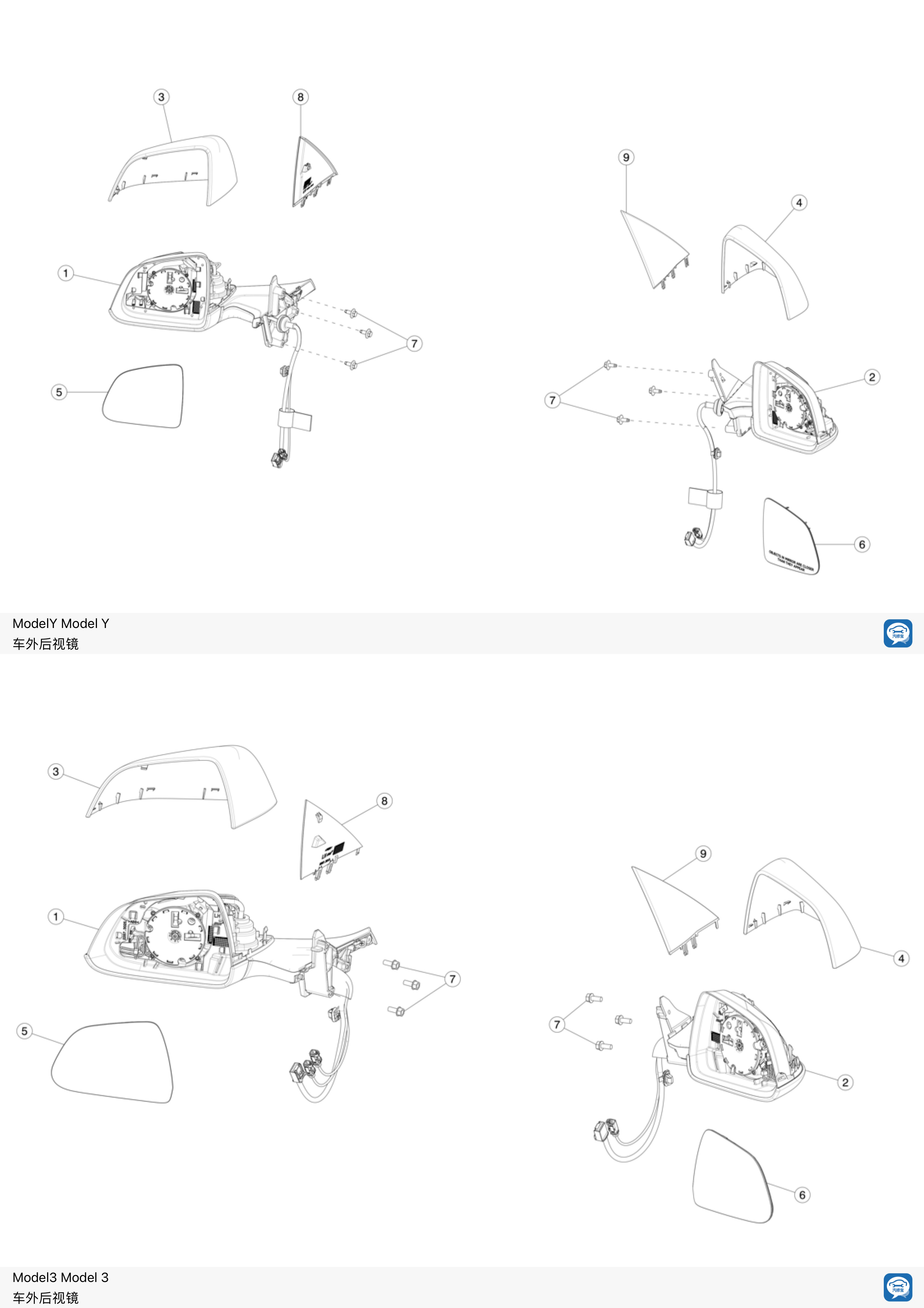 好想换一个3的后视镜总成，Y的后视镜太窄太窄了，从3P换到Y就感觉开着怪怪的，后面才发现后视镜窄了一截。从零件图看底座有一点点区别，有没有大佬知道能不能装。 - 图片 1