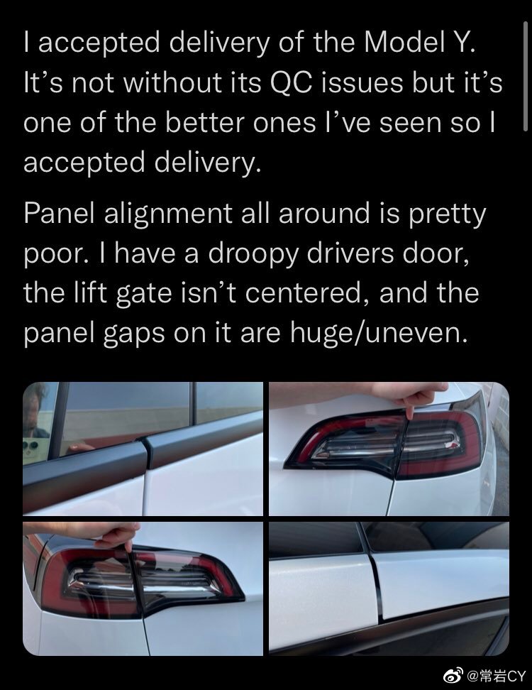 这可能是美国特斯拉车主的内心标准写照。

Snazzy Labs的创始人Quinn Nelson，最近把自己的Model 3升级成了Model Y，为此他在推特上连发了十几条内容，来抱怨新车的质量问题 - 图片 1