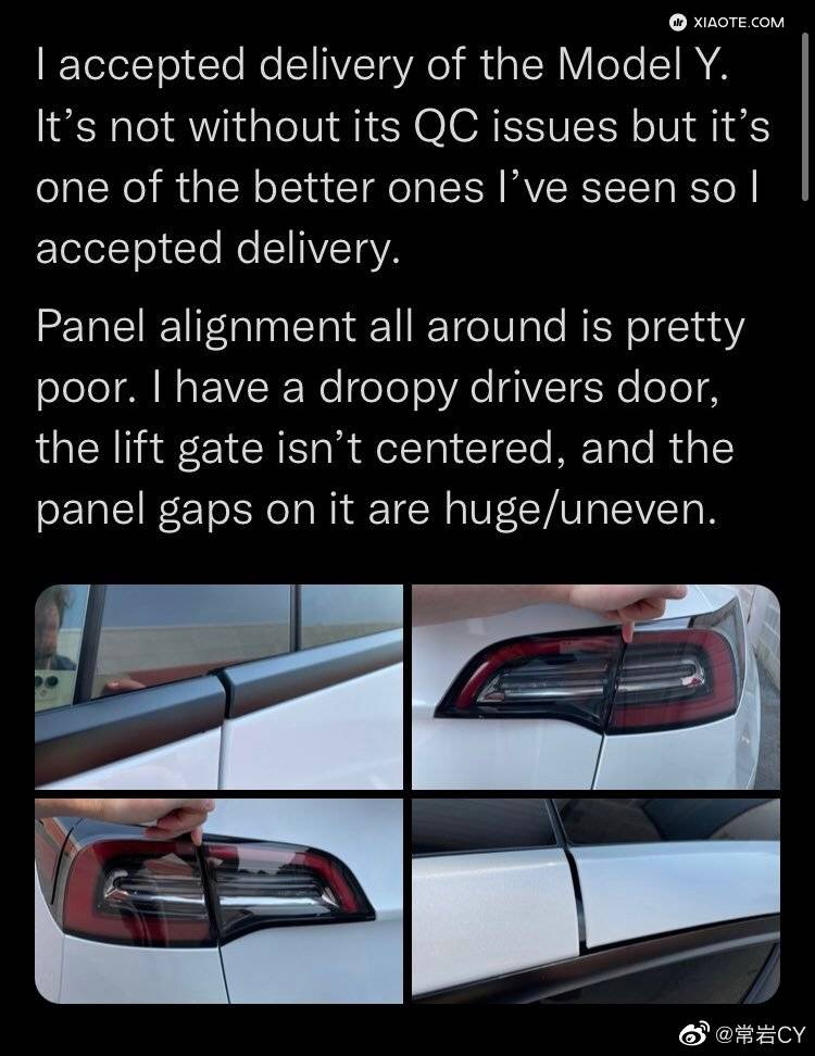 这可能是美国特斯拉车主的内心标准写照。
Snazzy Labs的创始人Quinn Nelson,最近把自己的Model 3升级成了Model Y,为此他在推特上连发了十几条内容,来抱怨新车的质量问题 - 图片 1